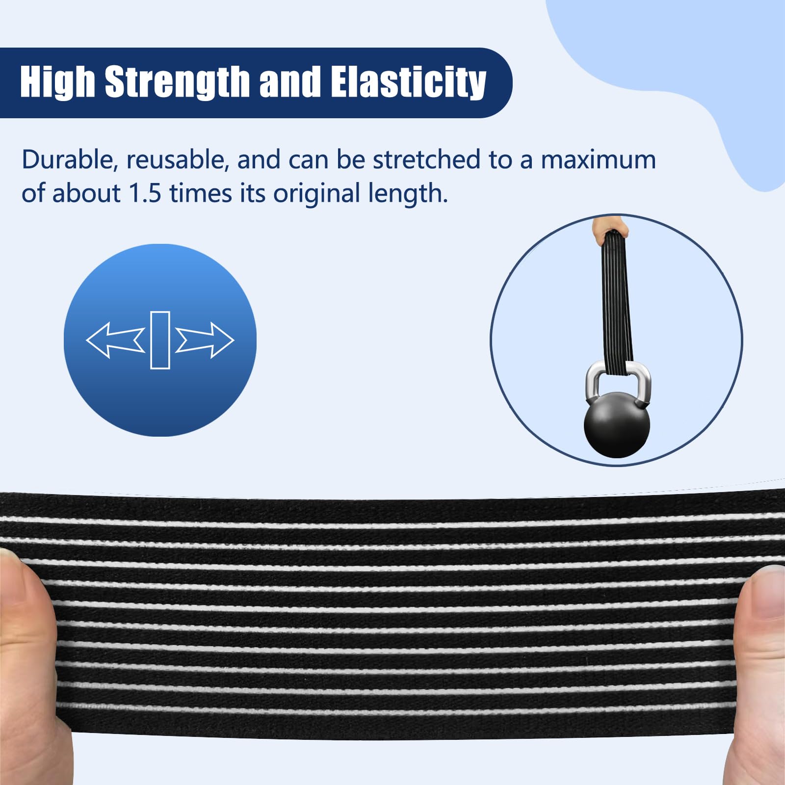 KELIZIN 4Pcs Elastic Hook & Loop Extension Straps for Ice Packs/Belts, Adjustable Length to Enhance Comfort - 28 inches +35.5 inches