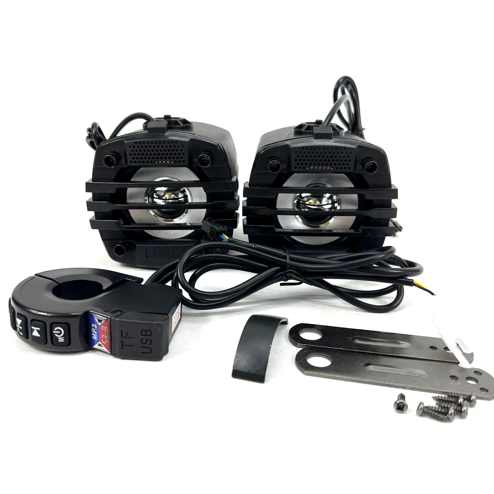 stereo per moto, altoparlanti da manubrio con suoni Hi-Fi, amplificatore audio nero con struttura resistente alle intemperie, kit audio per donne e uomini, accessorio di intrattenimento per