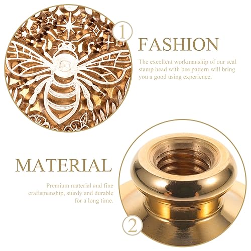 Miniatura 8 de SEWACC Cabeza de sello de cera, cabeza de sello de cera de latón antiguo, cabeza de sello de sellado 3D, cabezales de sello para sobres, postales,