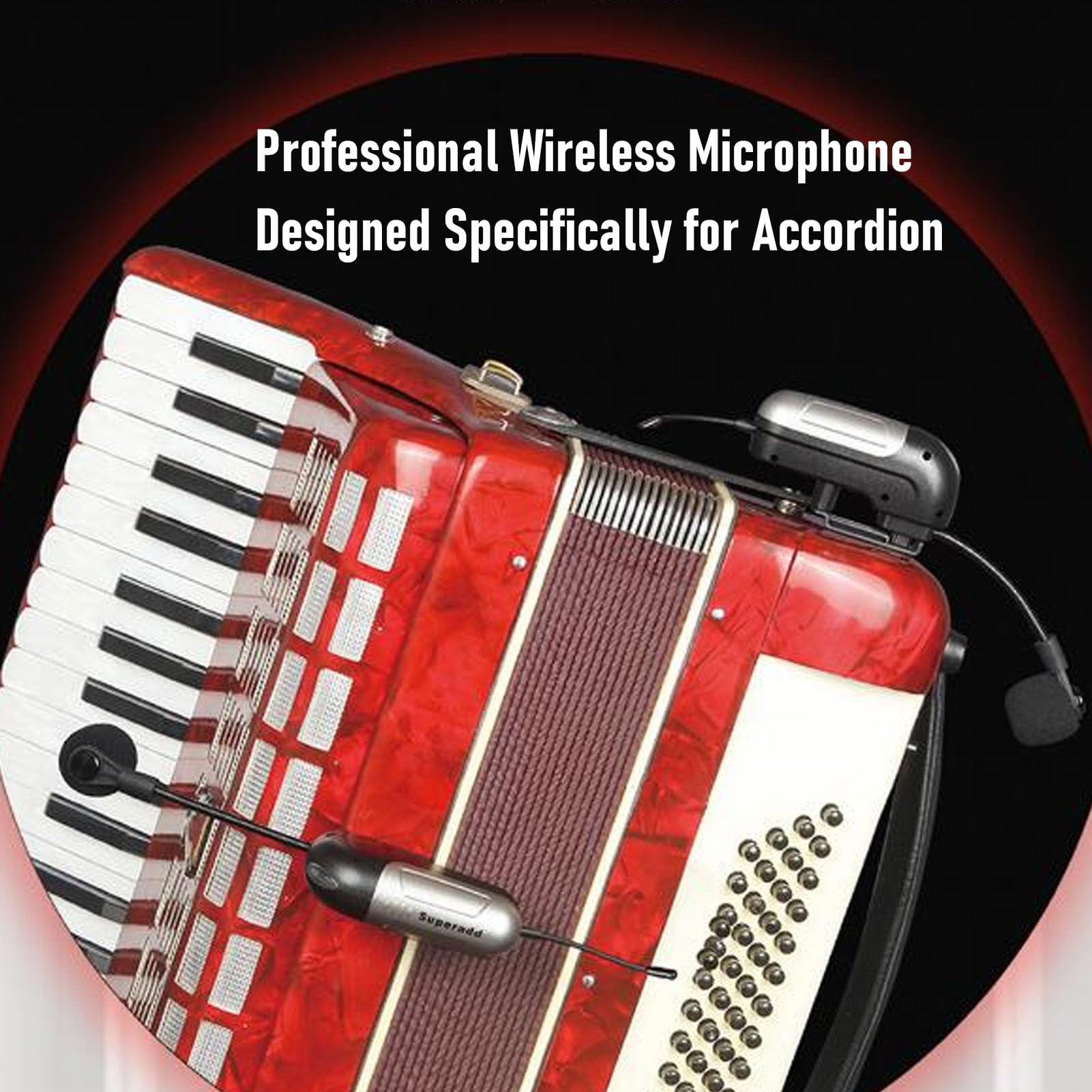 Elprico Microfono Wireless per Fisarmonica con Ricevitore, Microfono per Ripresa di Strumenti Audio HD, Microfonico Progettato per Fisarmonica, Portata di 30 M e Durata della Batteria