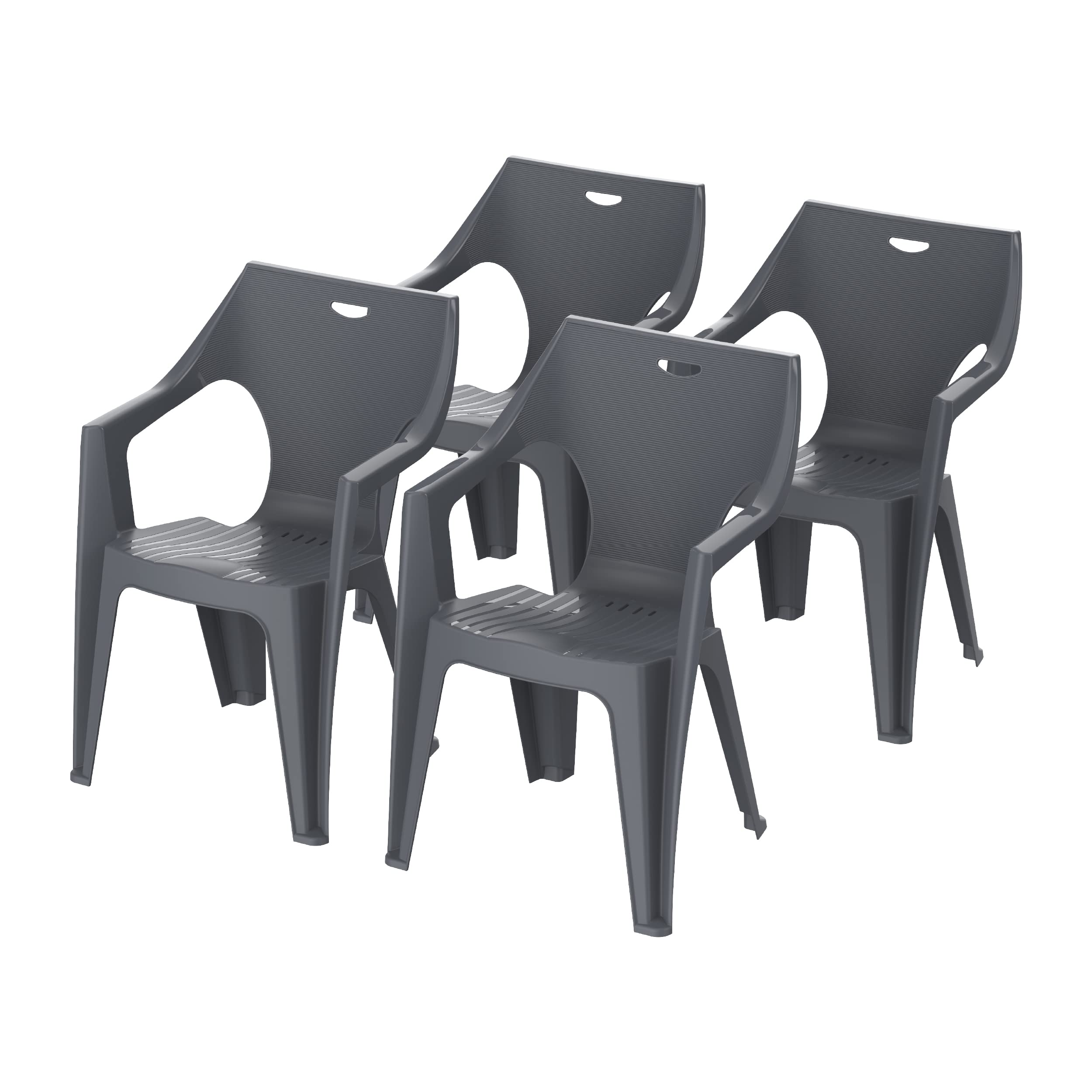 Cosmoplast Set of 4 Duke Chair, Dark Grey