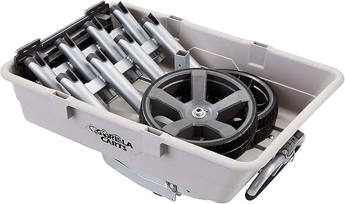 Miniatura 7 de Gorilla Carts Carretilla para peces y marinos, carretilla de cama de polietileno de aluminio con soportes para caña, capacidad de 200 libras