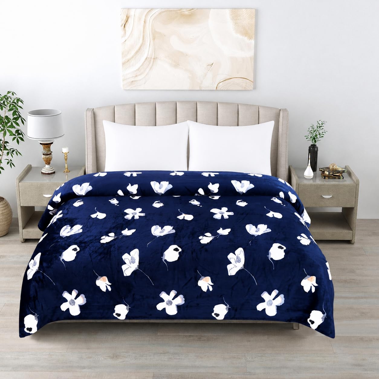 Ultra Soft Flannel Printed Double Blanket 220x240 cm | 200 GSM Warm & Cozy All Season AC Blanket for Winter| Duvet/Quilt Throw for Bedroom & Living Room-image-0
