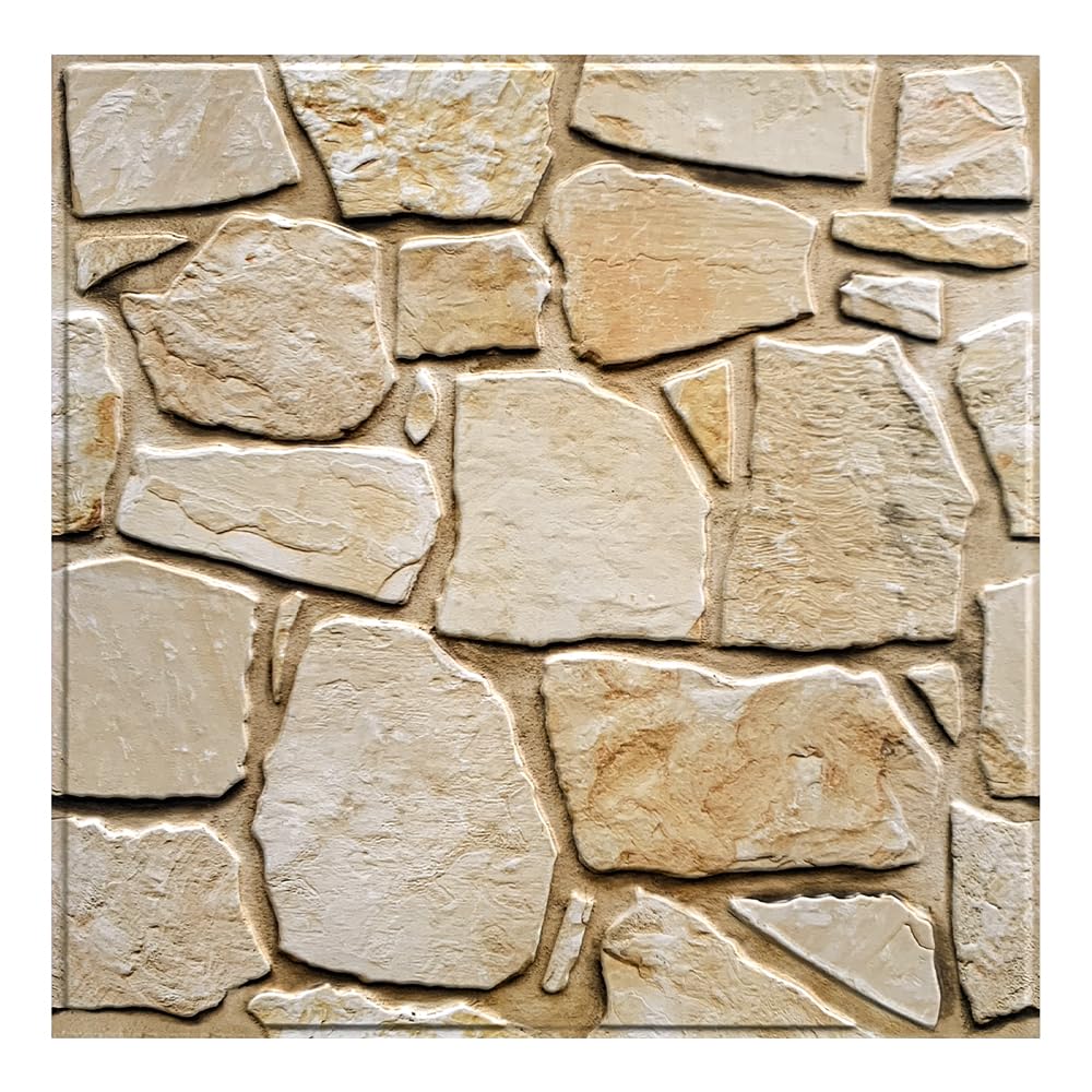 COMSTICKC Paneles de Pared 3D Autoadhesivos de Piedra, 10 Piezas, 30 x 30 cm, Autoadhesivos PVC 3D Decorativo Panel de Pared de Ladrillo para Salón Oficina Cocina