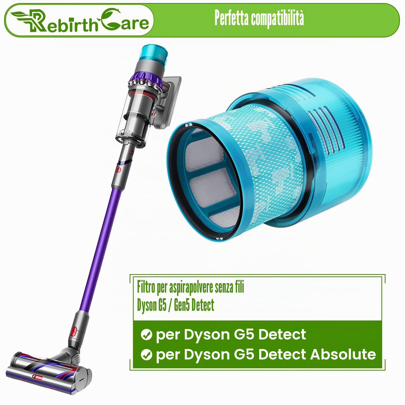 Gen5 Detect Filtro per Dyson GEN5 Detect, GEN5 Detect Absolute Battery Aspirapolvere Filtro di ricambio compatibile con dyson gen5, N. 972352-01 (GEN5-1pcs)