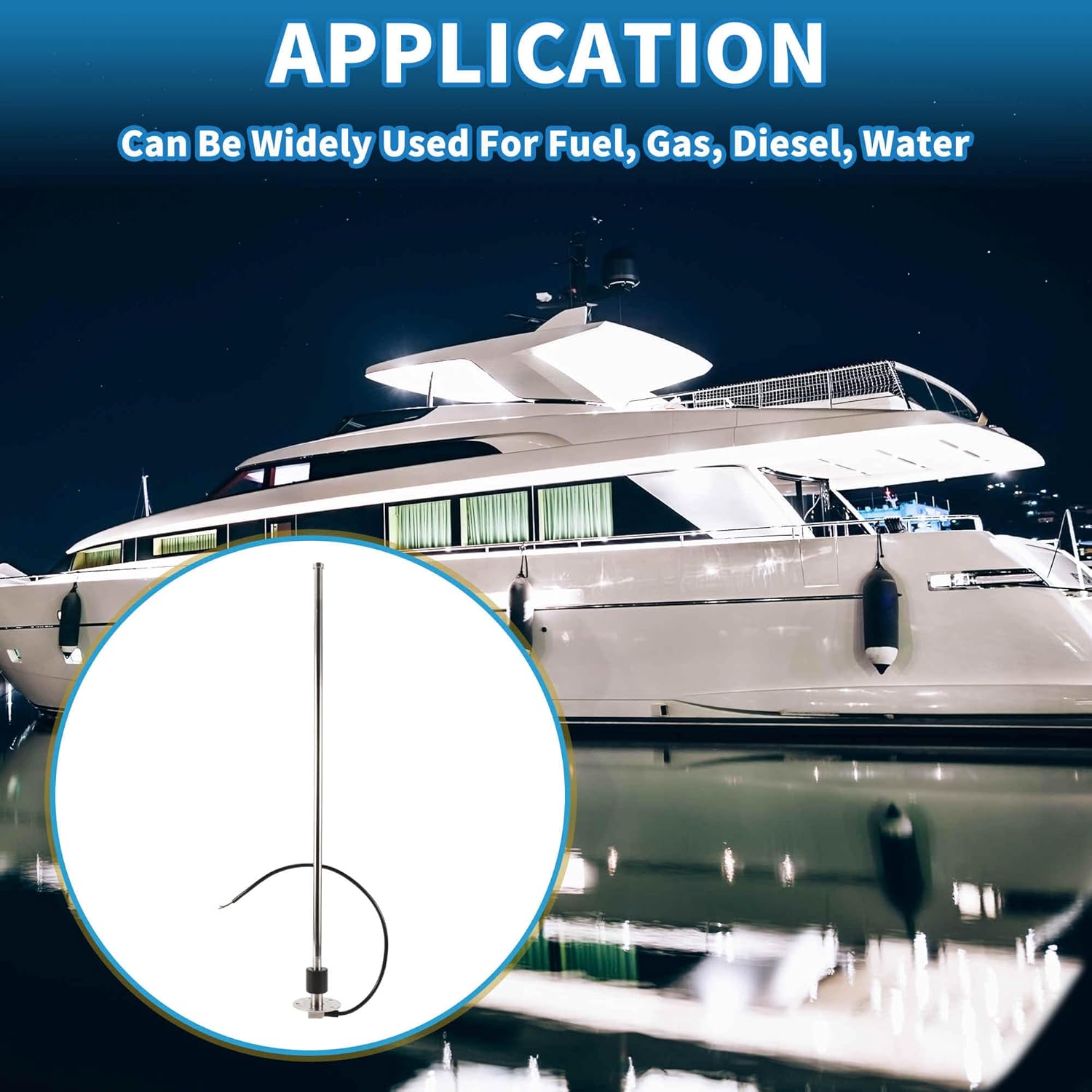 Fuel Sending Unit and Gauge Kit 635mm Length Boat Fuel Sending Unit Marine Fuel Sender Unit Metal Black Silver Tone 1 Set 240-33 Ohm