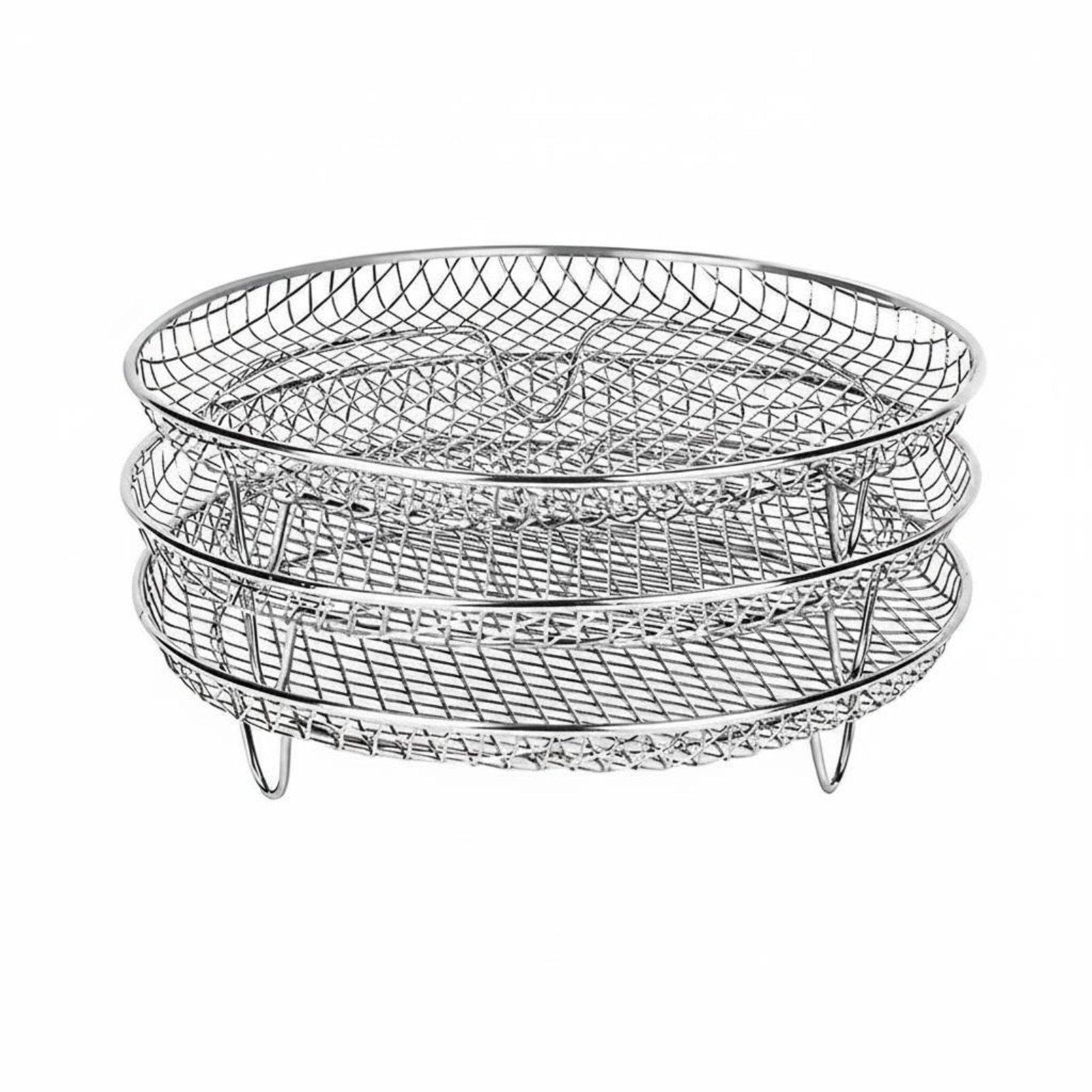3pcs 3 Tier Air Fryer Rack Food Grade Stainless Steel Fryer | 3 Tier Air Fryer Rack Food Grade Stainless Steel Heat Resistant Multi Layer Grill Tray for Roasting Grilling Round 3-layer-image-28