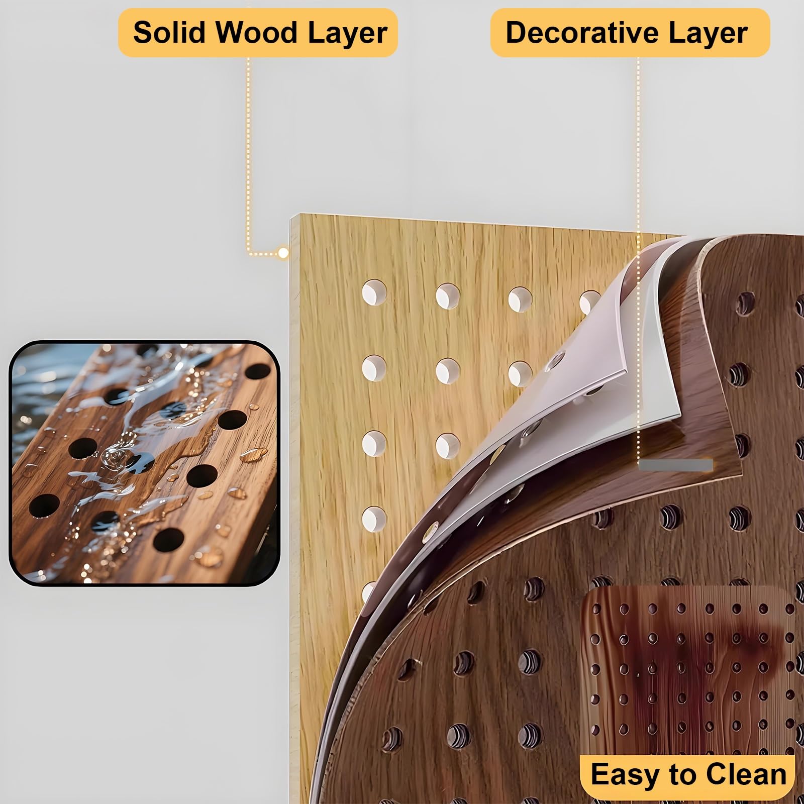 Holz-Stecktafel Zur Wandmontage, Diy-Hängeplatte, Holz-Pegboard-Kombinations-Wand-Organizer-Kit für Zuhause, Büro, Schlafzimmer(Green)
