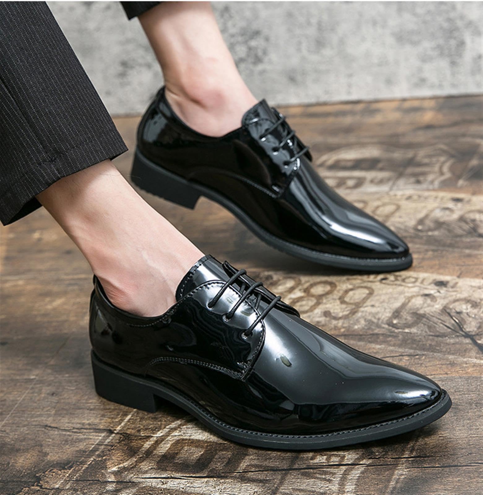 Scarpe Uomo Oxford Vernice Sfumate Business Matrimonio Lavoro | Stringate Uomo Eleganti Scarpe in Pelle PU Lucida Suola in Gomma Antiscivolo Comode Calzature per Ufficio Cerimonia