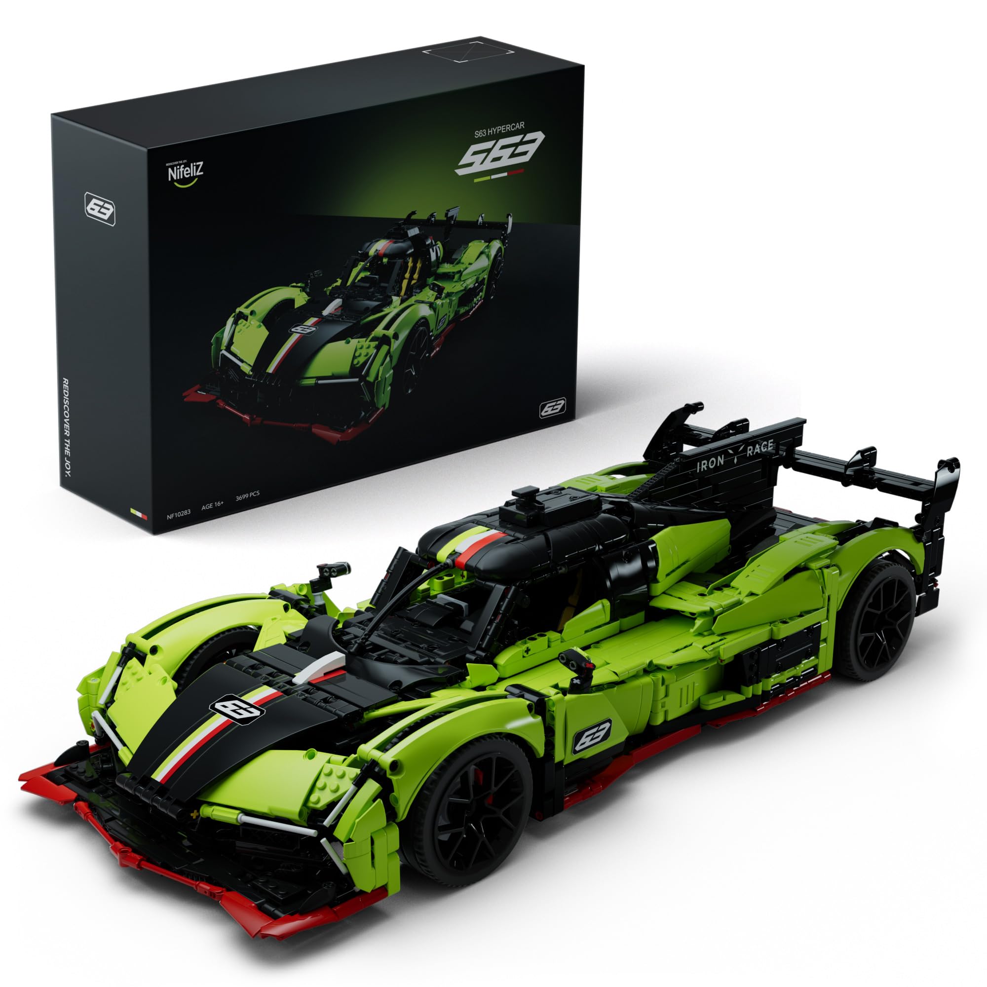 Nifeliz S63 Hypercar Model Building Set, 1:8 Scale Collectible Racing Car for Adults, Build and Display Model for Home or Office Décor, Gift for Motorsport Fans (3699 PCS, NF10283)