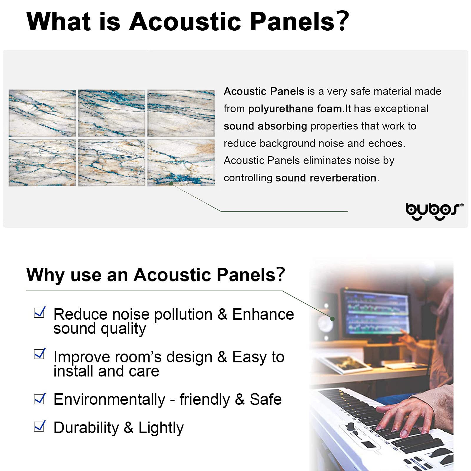 BUBOS Art Acoustic Panels Soundproof Wall Panels,Sound Absorbing Panels