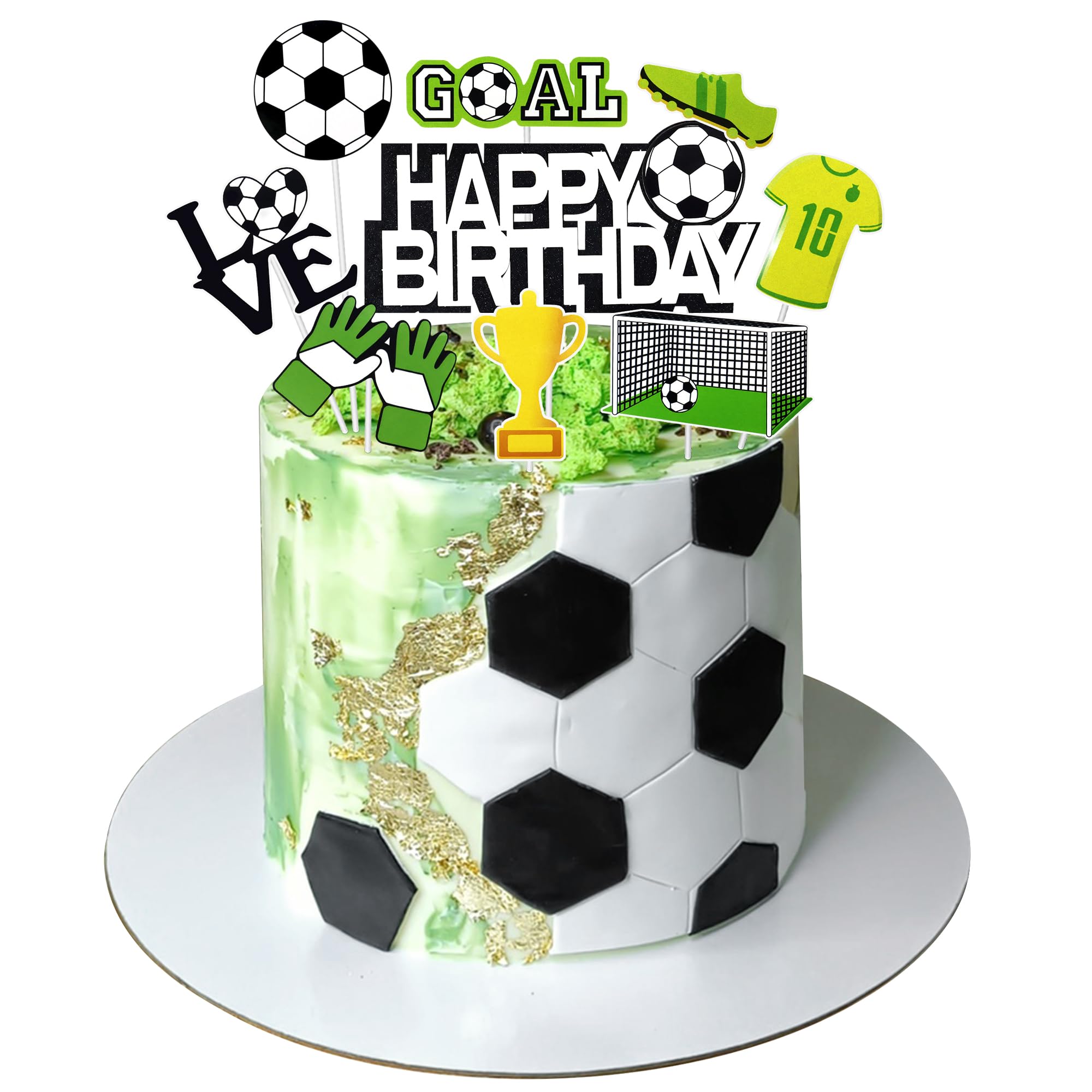 Football Cake Toppers Set Football Cake Decorations Happy Birthday Soccer Cake Topper Kids Cupcake Toppers Sport Theme for Boys Men Footballer Soccer Fan Birthday Cake Plugin Football Party Supplies