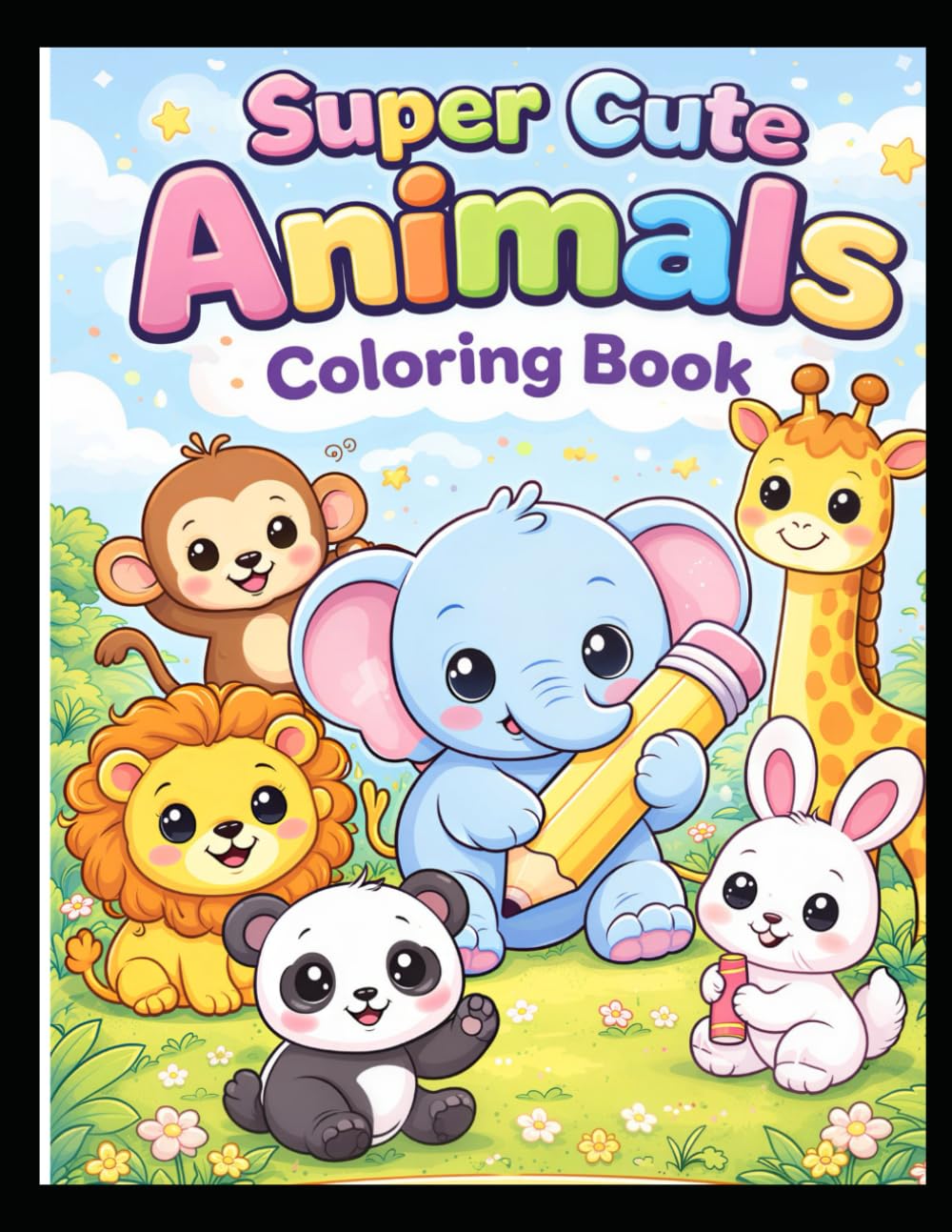 Animal Kingdom : Happy Animals Coloring Book for Kids: Fun & Easy Coloring Pages for Kids Ages 3–6