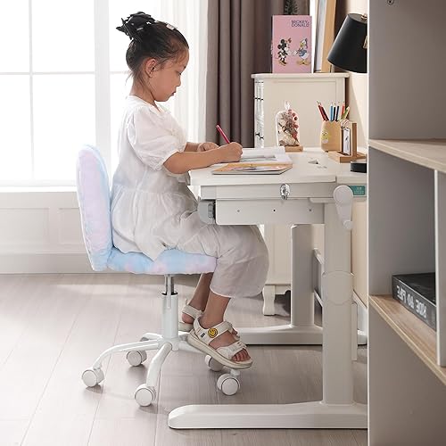 Miniatura 8 de chairus Silla de escritorio para niños, silla de estudio de piel sintética para adolescentes, silla de tocador ajustable en forma de corazón para