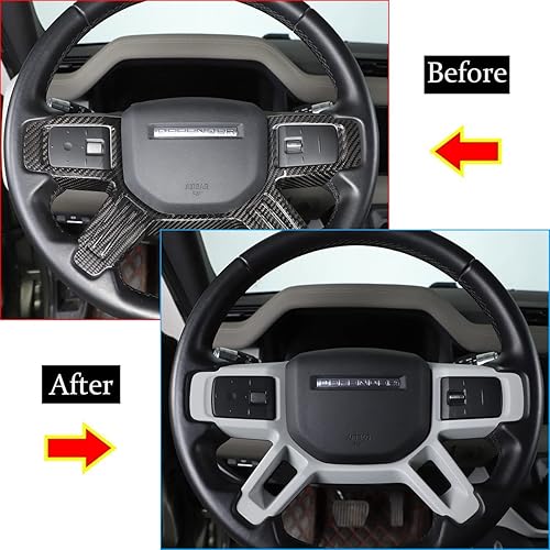 Miniatura 3 de Marco decorativo para volante de coche de fibra de carbono 100% real para Land Rover 90 110 2020-2022