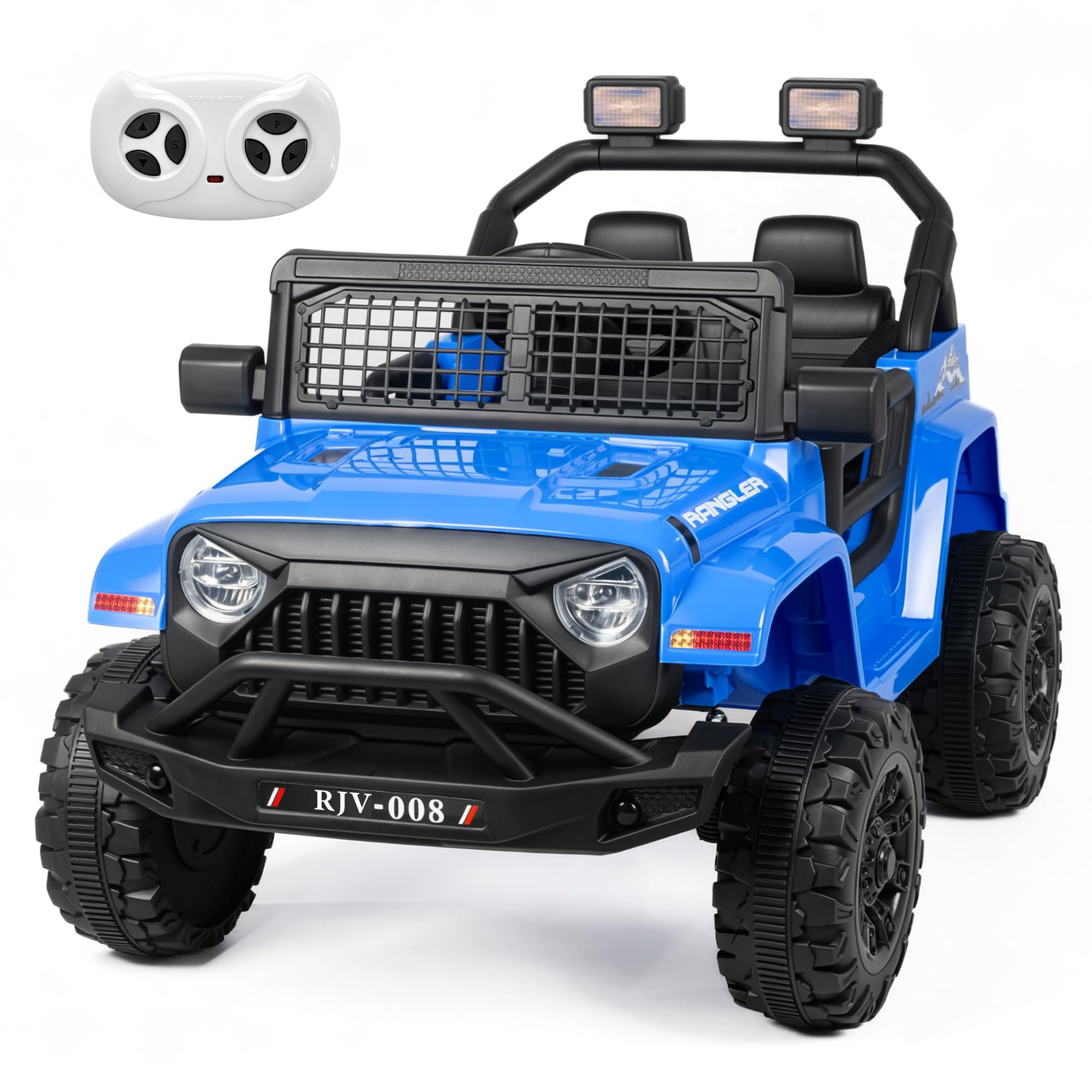 RJV 12V 7Ah Kids Ride On Truck, Electric Car, Parent Remote, Blue