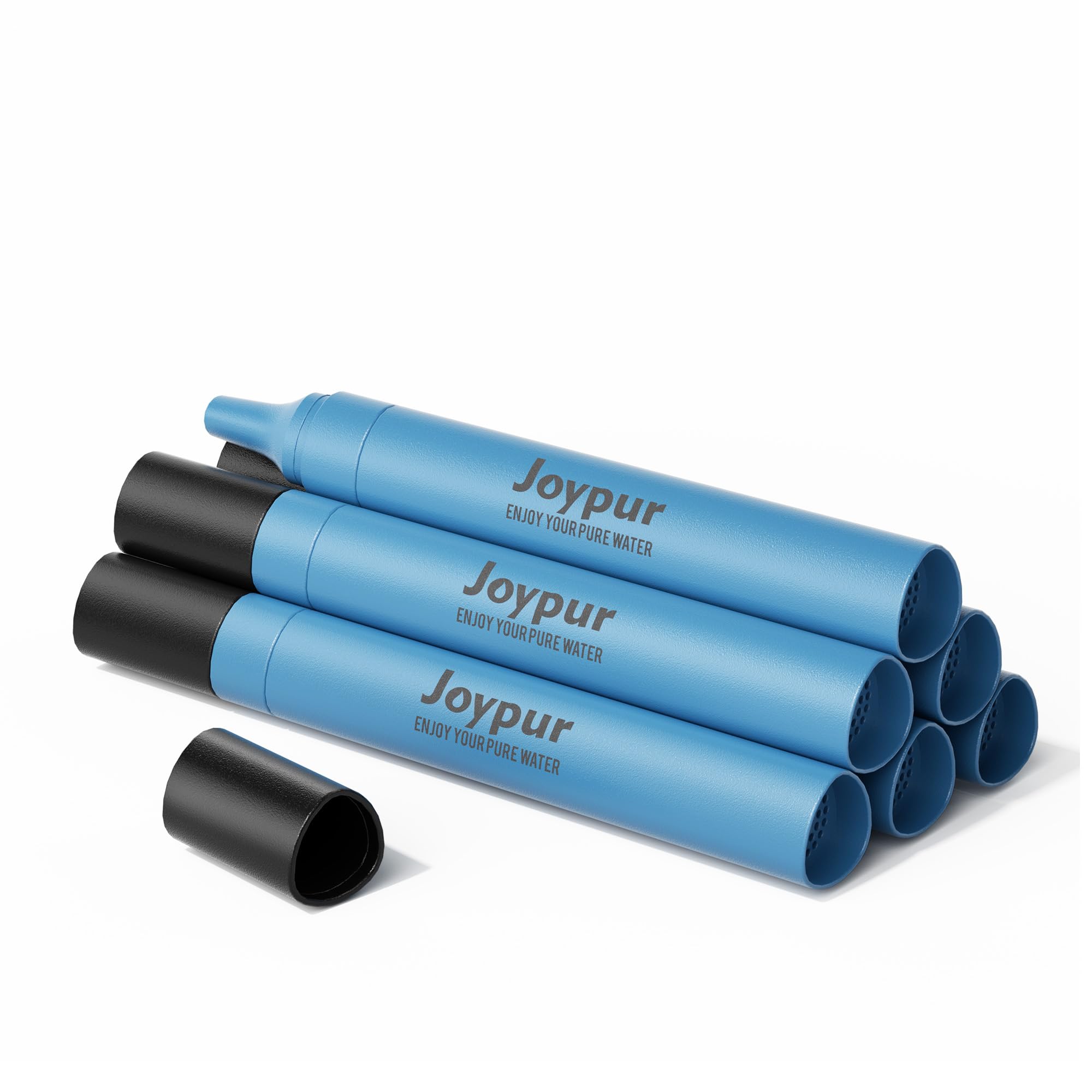 Paja Filtrante Triangular de 45g, Filtro de Agua Portátil de 0.01µm para Acampar y Senderismo, Purificador Personal Ultraligero para Mochila, Supervivencia y Viajes (Azul * 6)