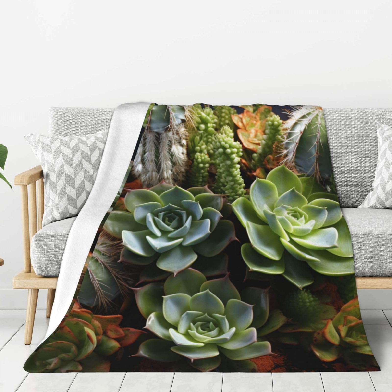 Cactus Multiflesh Throw Blanket Plush Flannel Fleece Blanket, Soft Lightweight Cozy Blankets 40"X30" for Bed Couch Sofa Travel