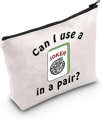 MNIGIU Can I Use A In A Pair Good Luck Makeup Bag Mahjong Obsessed Gift Lucky Mahjong Bag Gambling Gift Mahjong Player Gift, En un par