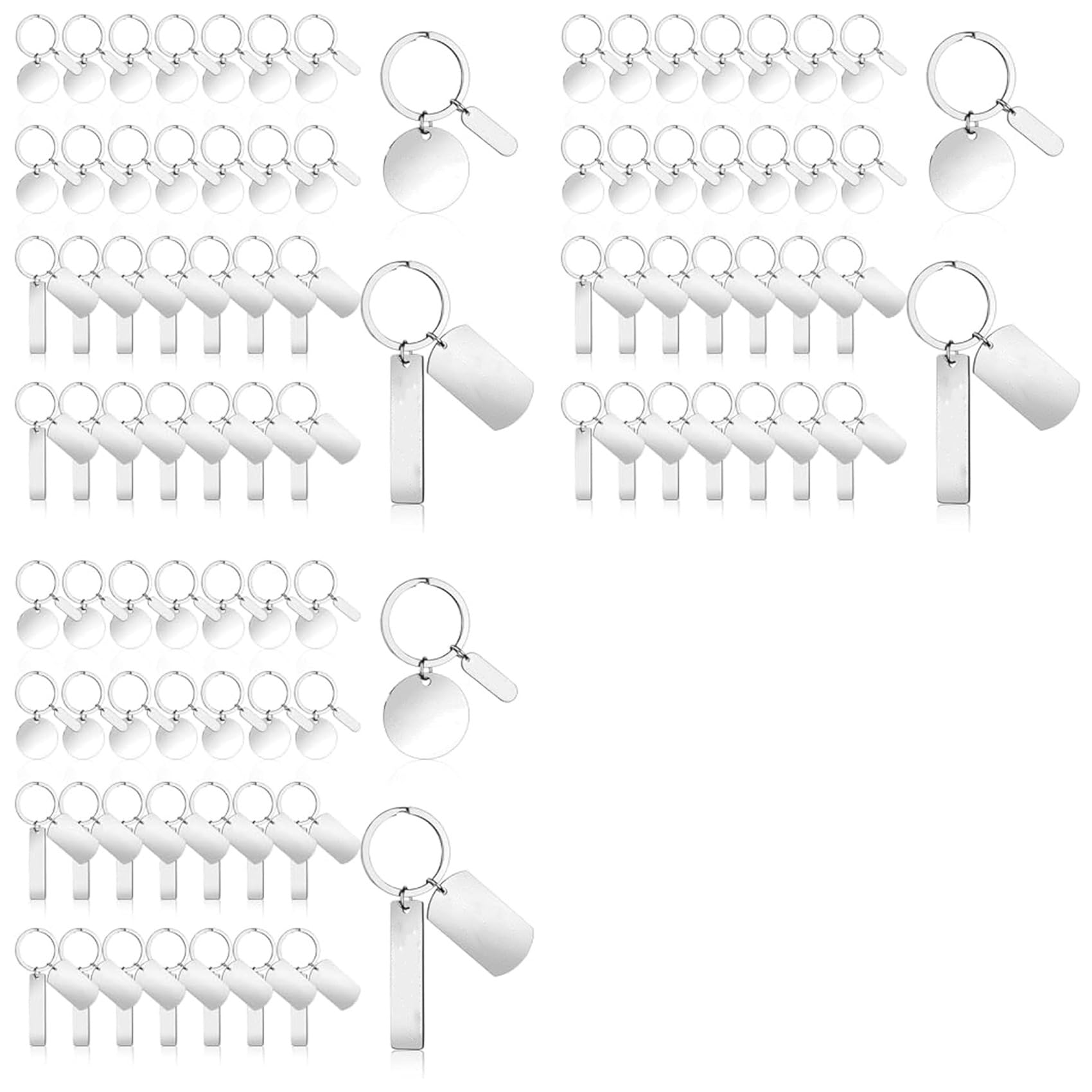 Vjsujehgy 90Pcs DIY Engravable Metal Keychain Blanks Metal Stamping Blanks for Engraving Stainless Steel Blank Key Ring Tags