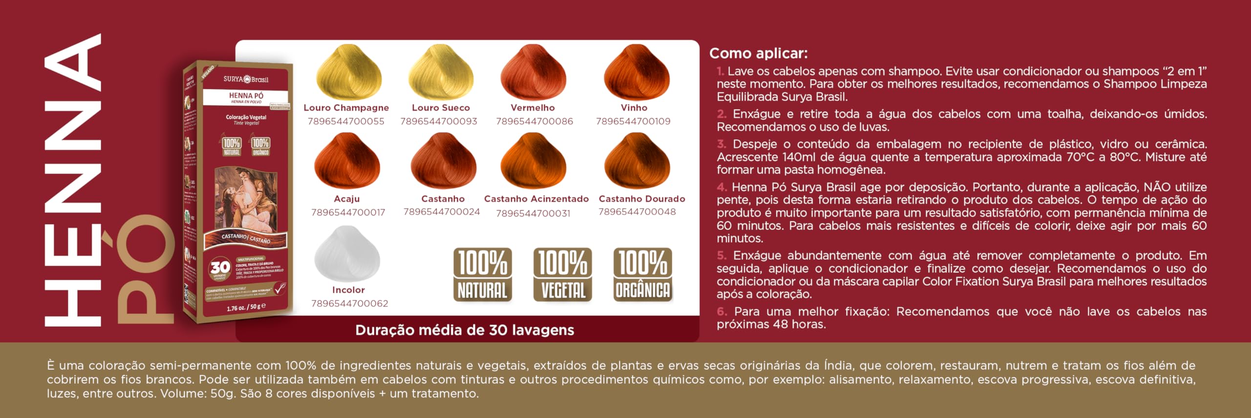 Henna Po Vinho Surya Brasil : Amazon.com.br: Beleza