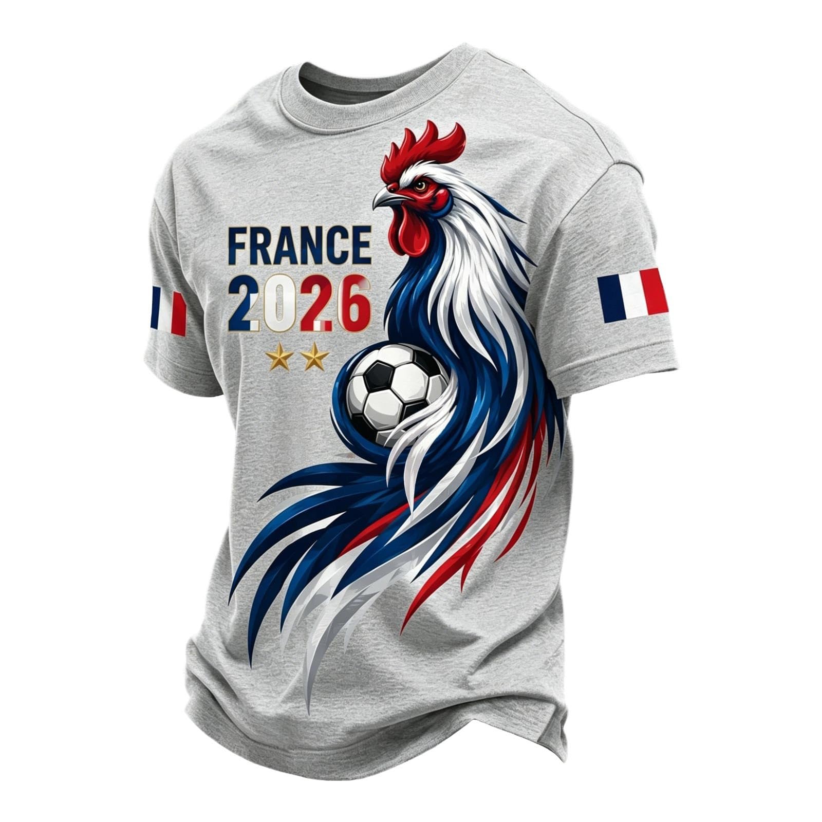 Maillot De Foot Homme,T-Shirt Graphique à Manches Courtes France – T-Shirt DéContracté avec EmblèMe Et Imprimé Accrocheur