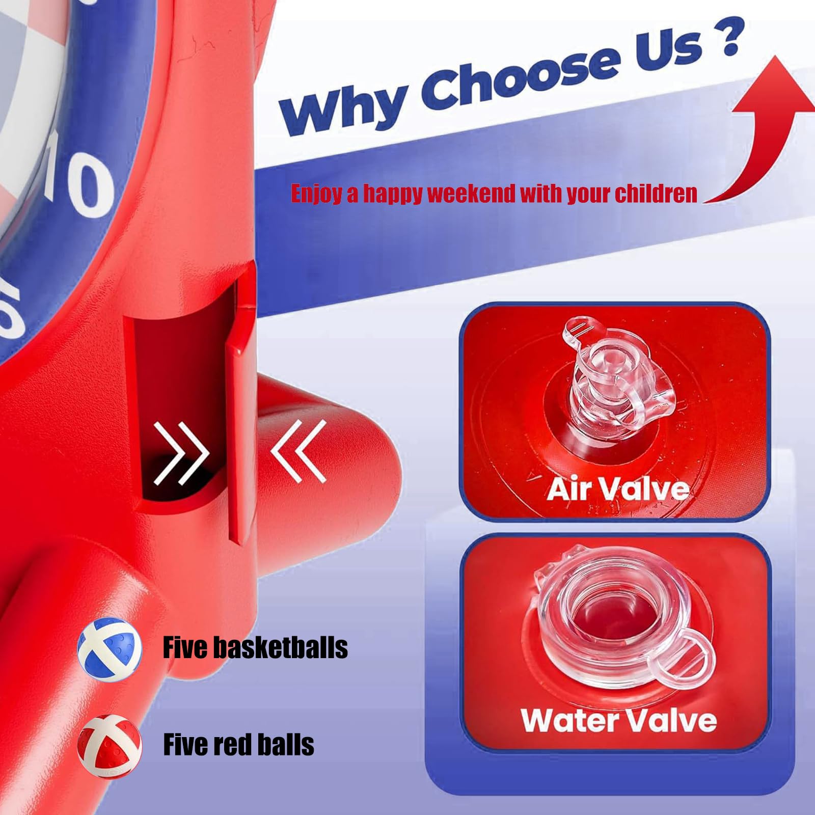 Tragbares aufblasbares Wasserspielzeug mit Press Inflator für Kinder und Erwachsene, 90 x 90 x 110 cm, Poolspiele, aufblasbares PVC Wasserziel