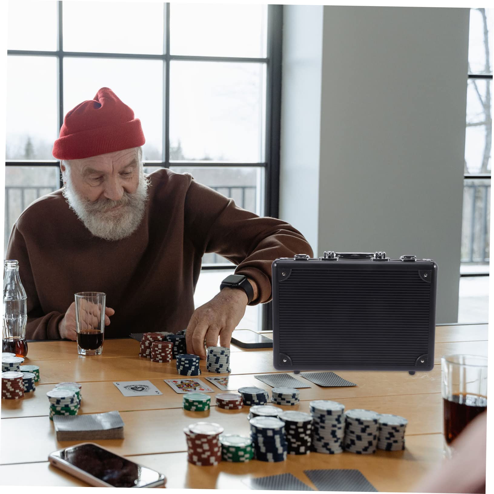 Valigetta e Bordi Rotondi in Lega di Alluminio per Fiches da Poker Nero Capacità Elevata per Accessori Gaming e Dadi da Poker