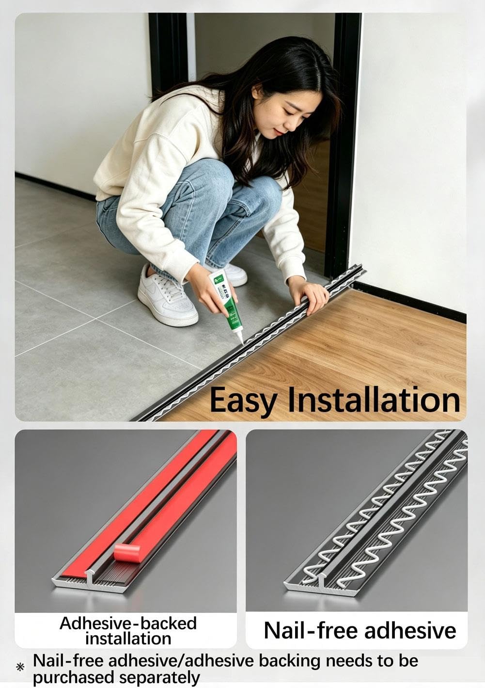 Profilé en T pour Sol Stratifié, Parquet, Bande de Transition Sol