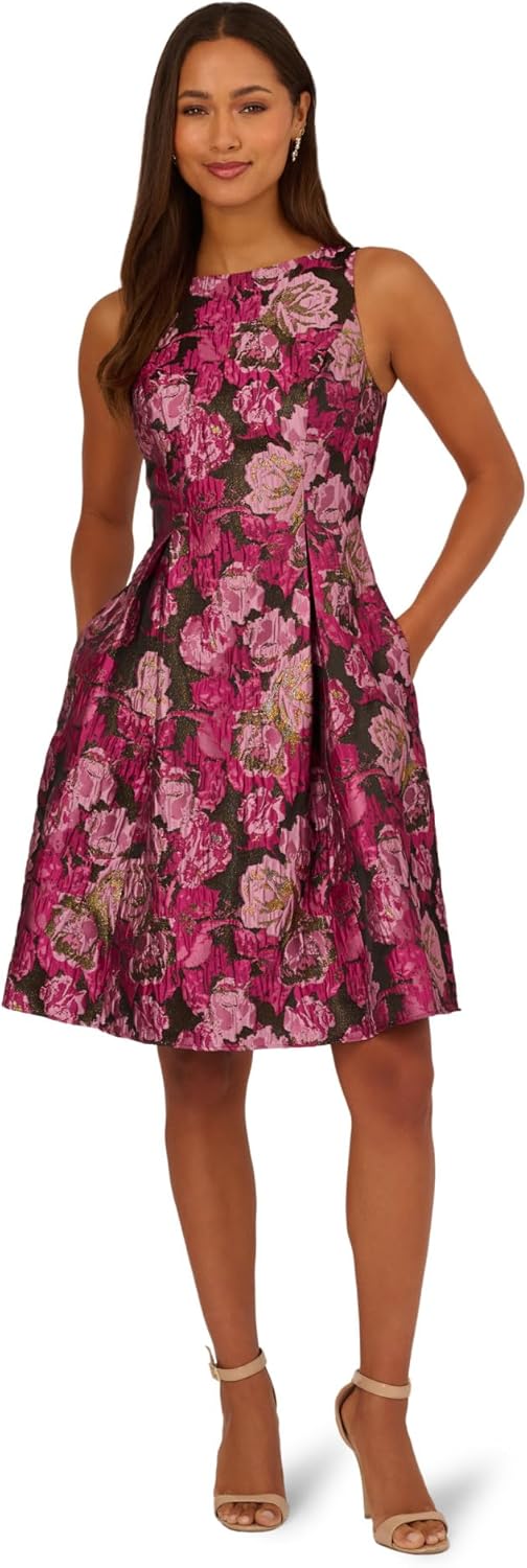 Adrianna Papell Rose Jacquard Envelope Back Dress