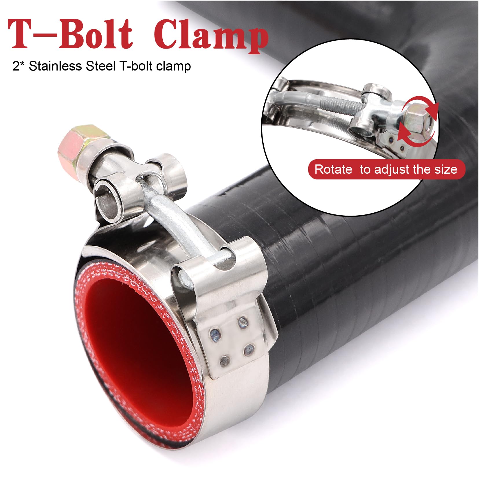 90 Degree 4-Ply Silicone Elbow Coupler Hose 1.5 Inch (38mm) With T-Bolt Clamps For Turbo & Intercooler Pipes - View #3