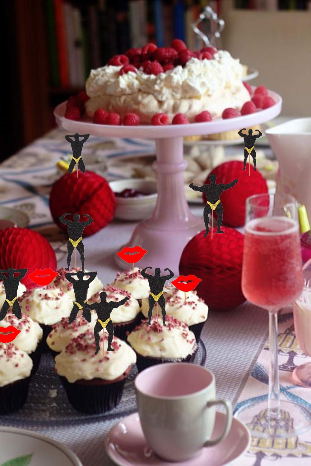Buy JeVenis Set of 25 Bachelorette Party Cupcake Toppers Male Stripper