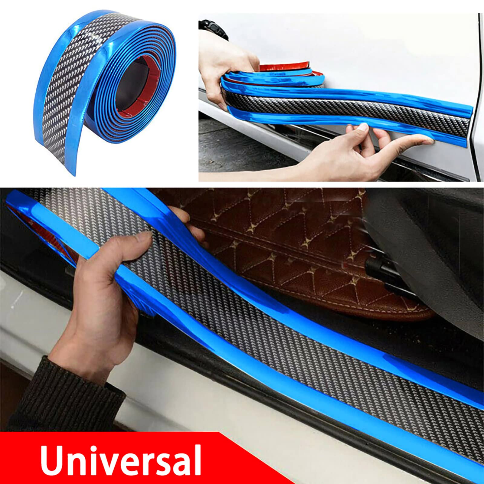 Automotive Door Entry Guard Car Door Sill Protector Anti-Collision Strip Rubber Waterproof Protection Strip for Most Car (7CM Width, Blue, 1M Length)
