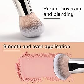 TEOYALL Domed Cheek Brush, Medium Precision Brush Head with Dense Synthetic Bristles for Contour Bronzer Blush with Loose Powder Cream