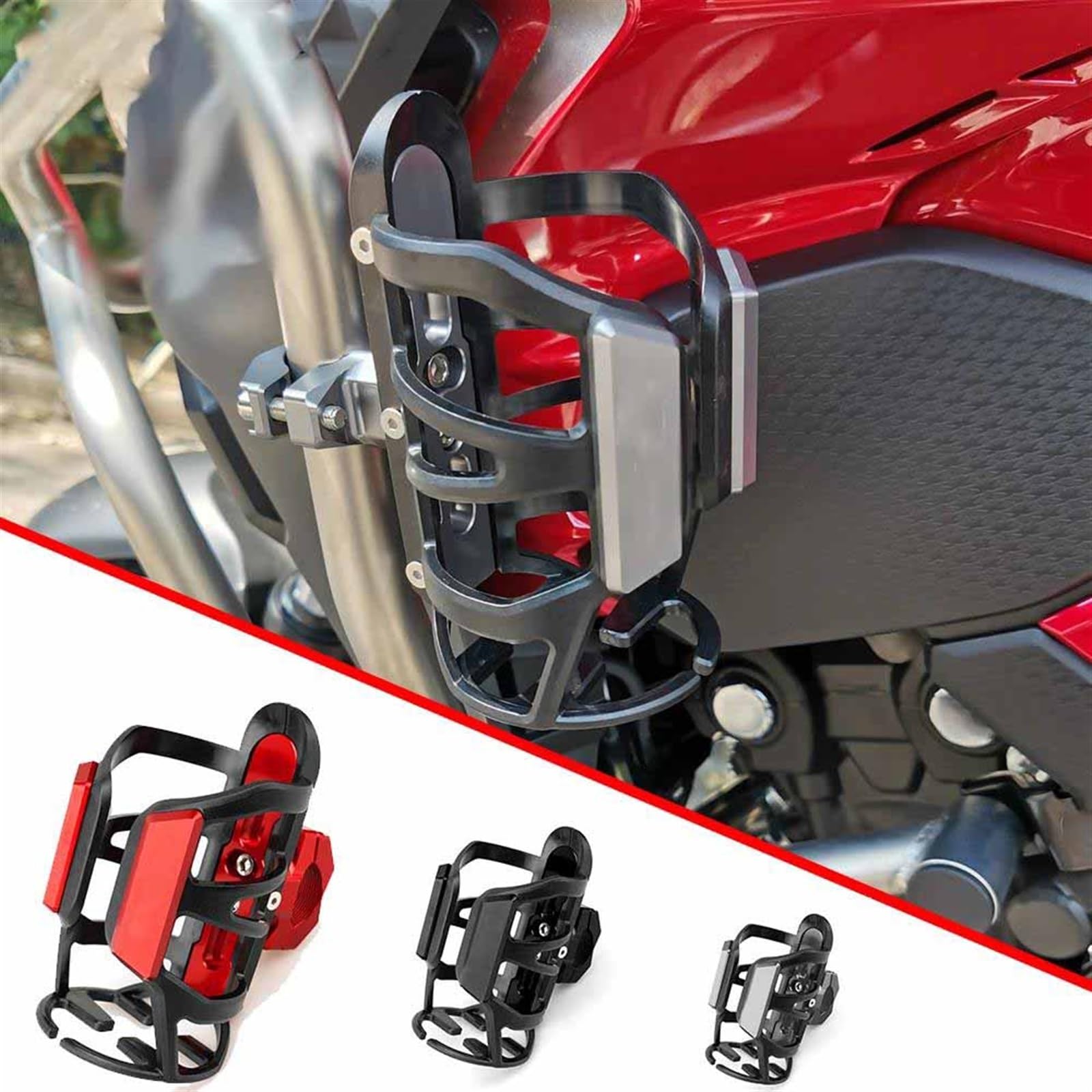 Motorrad CNC Wasserflasche Getränkehalter Für K&awasaki KLR650 KLR 650 KLR250 250 Flaschenhalter (Color : Blue)