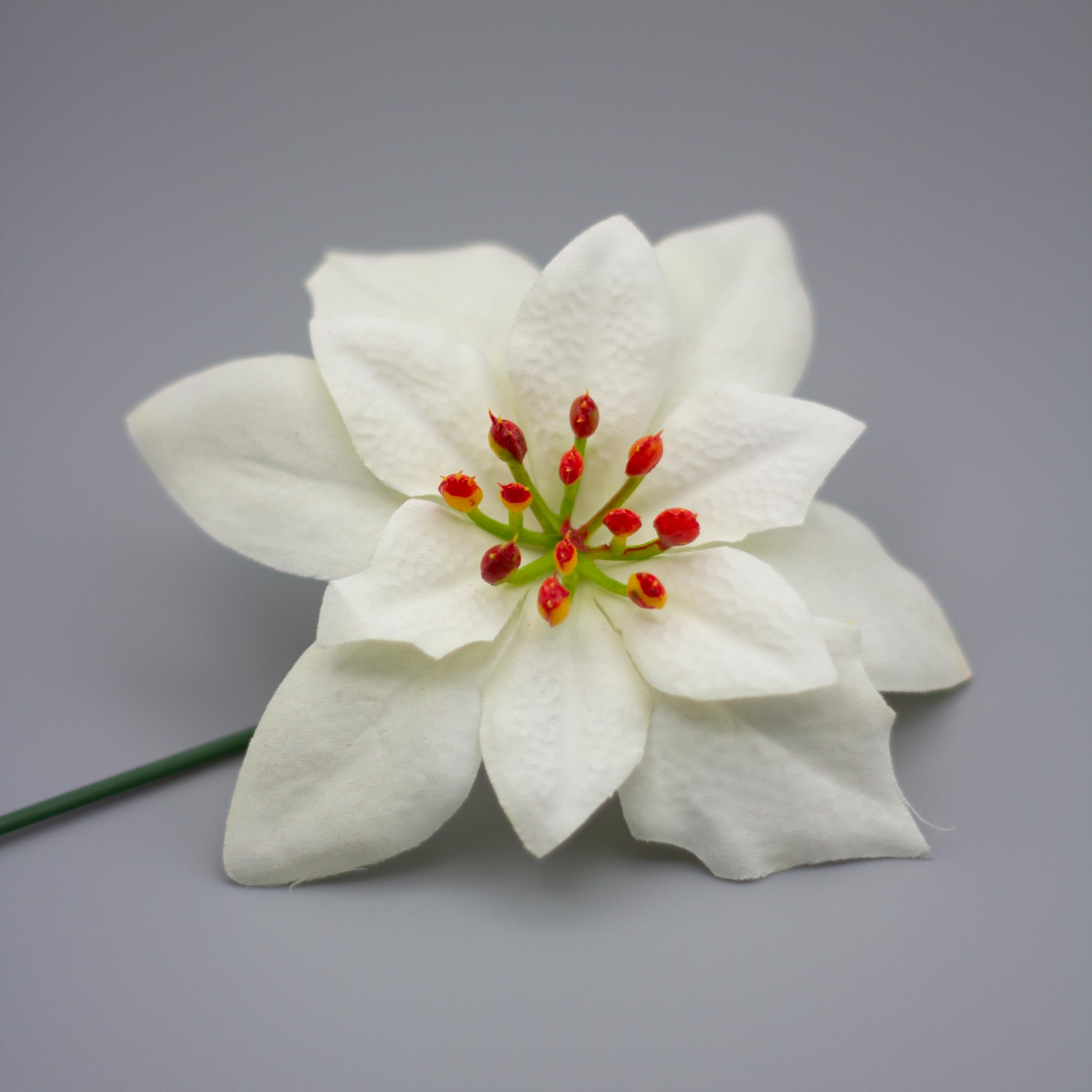 Bountiful Harvest Ivory / Cream Velvet Poinsettia Pick - 12Cm Diameter - Wreaths Garlands Floristry -Enchant Your Christmas Decoration With Luxurious Red Velvet Picks (12, Ivory/Cream)