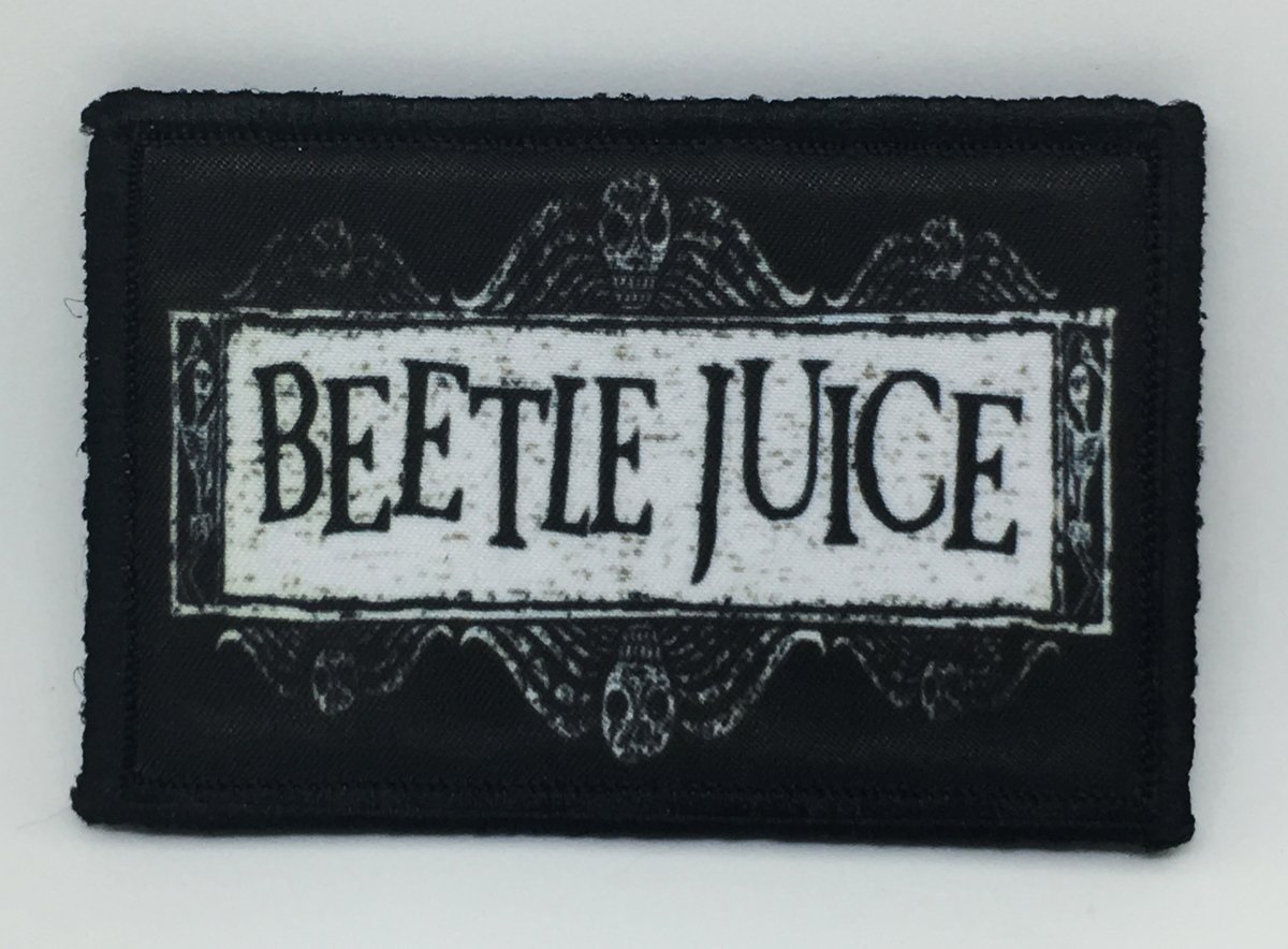 Beetlejuice Logo Morale Patch Funny Tactical Military. 2x3 Hook and Loop Made in The USA
