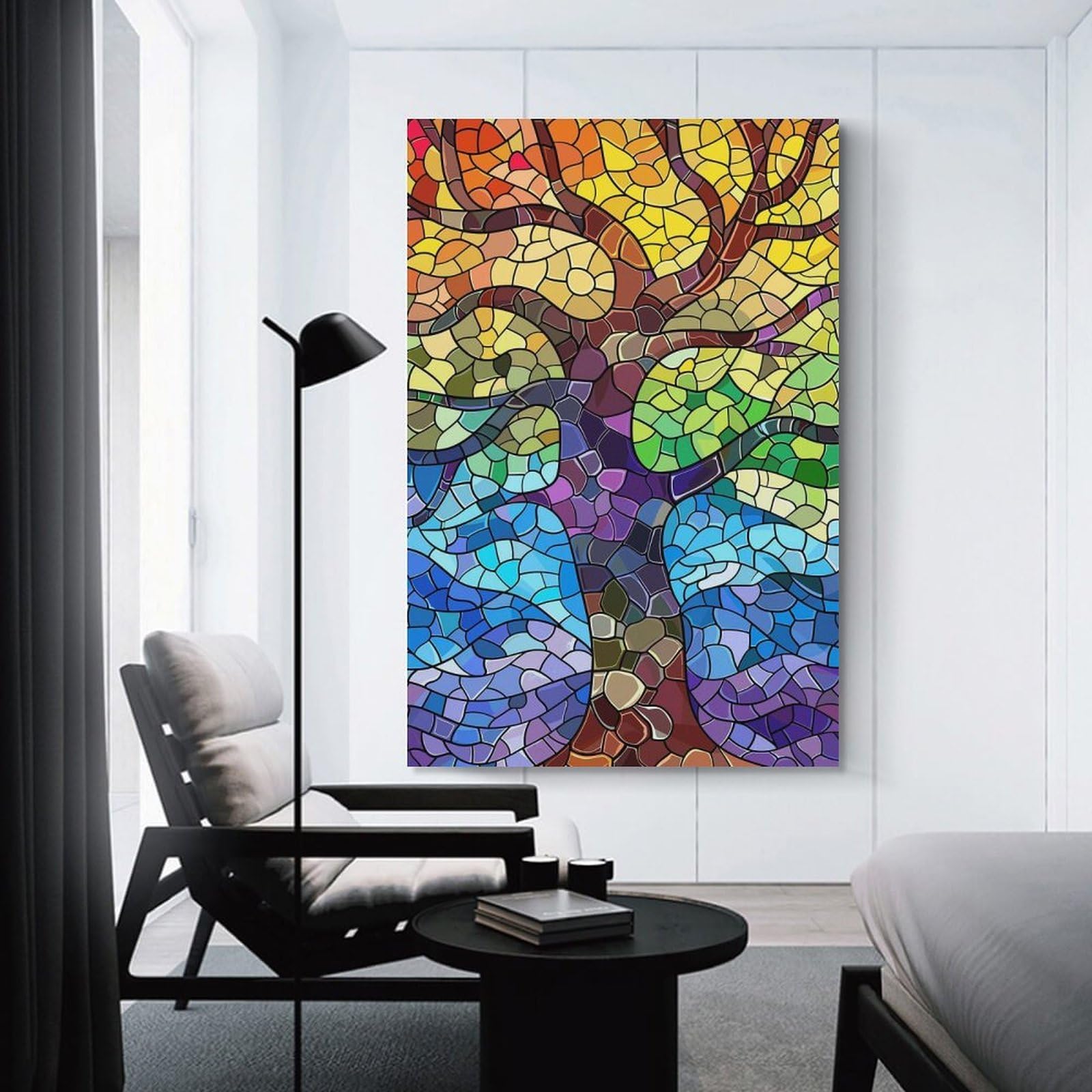 Junmoney Decorative Wall Artwork Stained Glass Tree of Life, 20x30inch(50x75cm), for Lounge, Bedroom Or Personal Spaces, Gift Idea for Housewarming And Birthdays