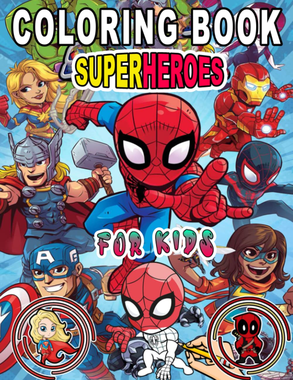 Buy superheroes colouring book for kids: superheroes activity book for ...