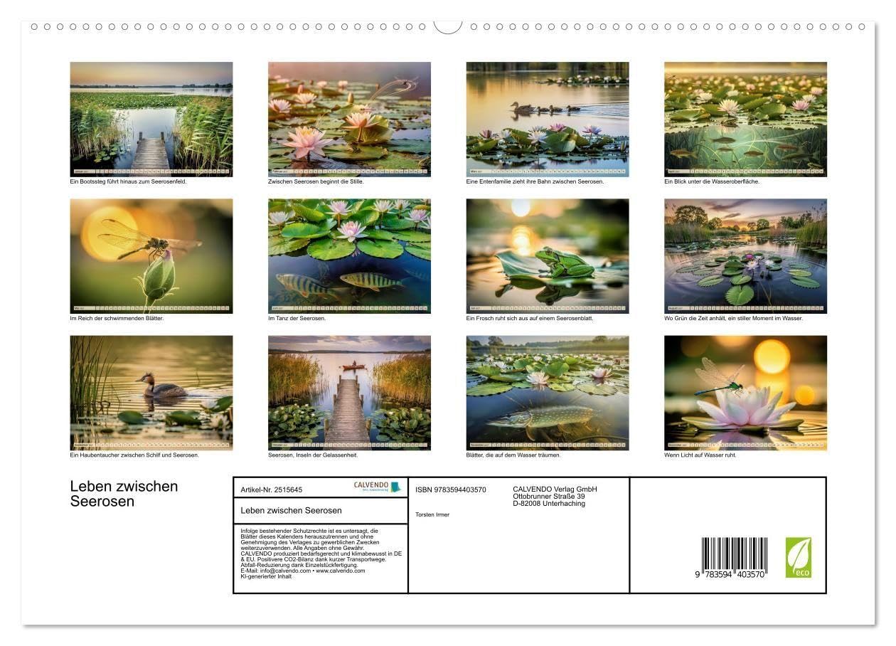Leben zwischen Seerosen (hochwertiger Premium Wandkalender 2027 DIN A2 quer), Kunstdruck in Hochglanz: Im Reich der schwimmenden Blätter.
