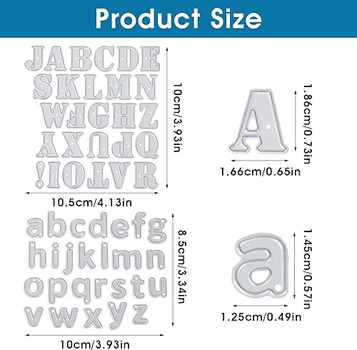 Miniatura 6 de Amaxiu 53 troqueles de corte del alfabeto, plantillas de letras de metal, plantillas de estampado en relieve, suministros para tarjetas de álbumes