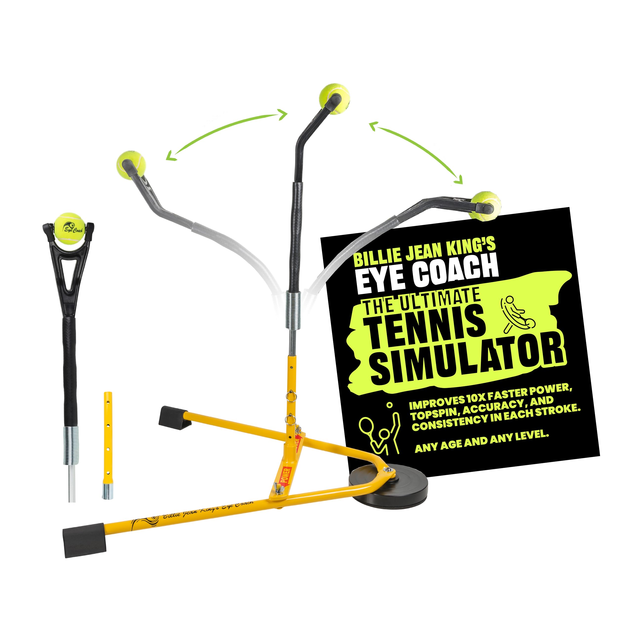 BILLIE JEAN KING'S Eye Coach - 究極のテニスシミュレーター ゲームを変えるテニスリル付き、自宅でのライブテニスのプレーをシミュレートする、革命的なテニストレーニング機器、テニストレーニングエイド