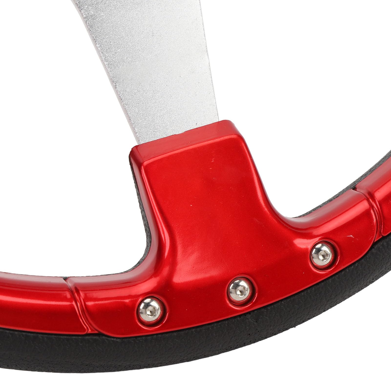 Jiawu 14-calowa Uniwersalna Kierownica Wyścigowa z Przyciskiem Klaksonu Skóra PU, Aluminium w Kształcie Litery D na 6-otworowy Adapter Piasty, Wymiana Kierownicy Samochodowej, Wygodny Uchwyt, łatwa