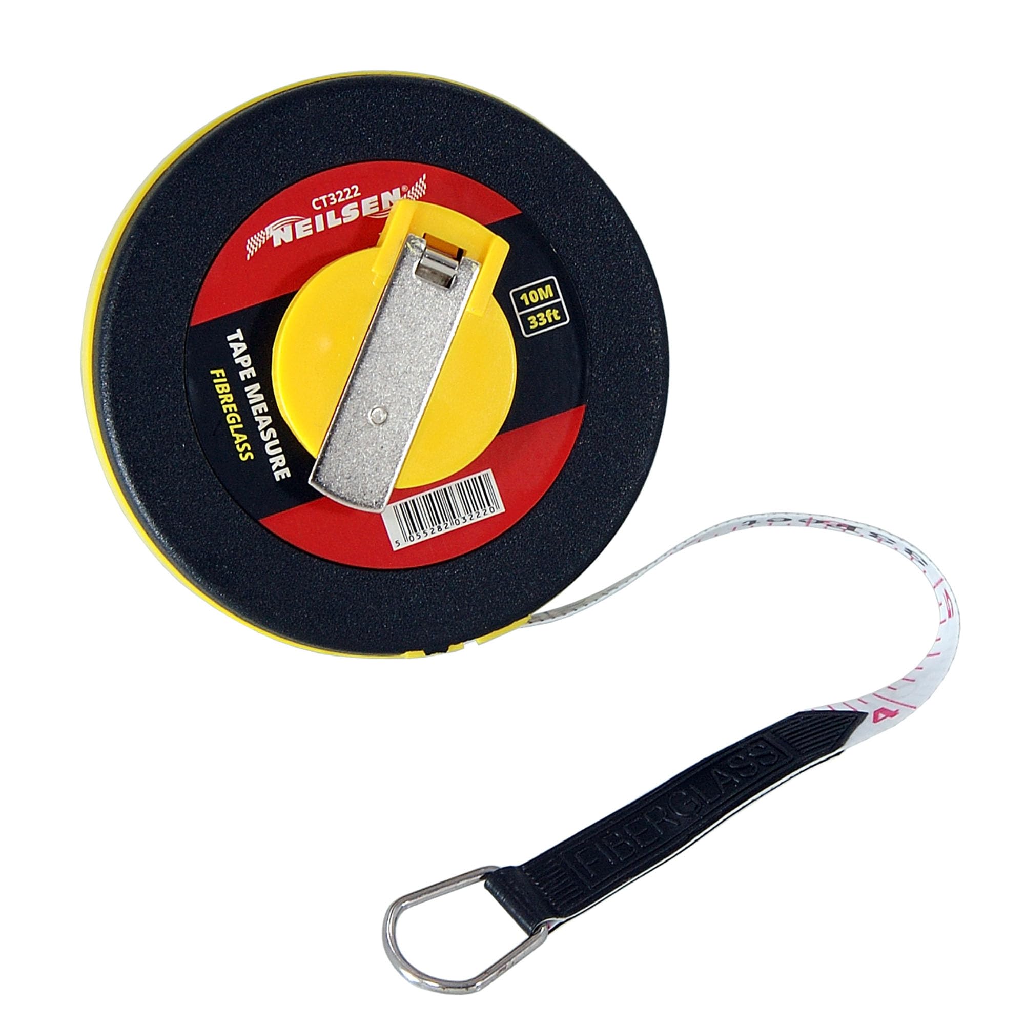 Neilsen CT3222-10m Tape Measure | 33ft Dual Scale Fibreglass Tape | ABS Case | Metric and Imperial | Rewind Handle โ image 1