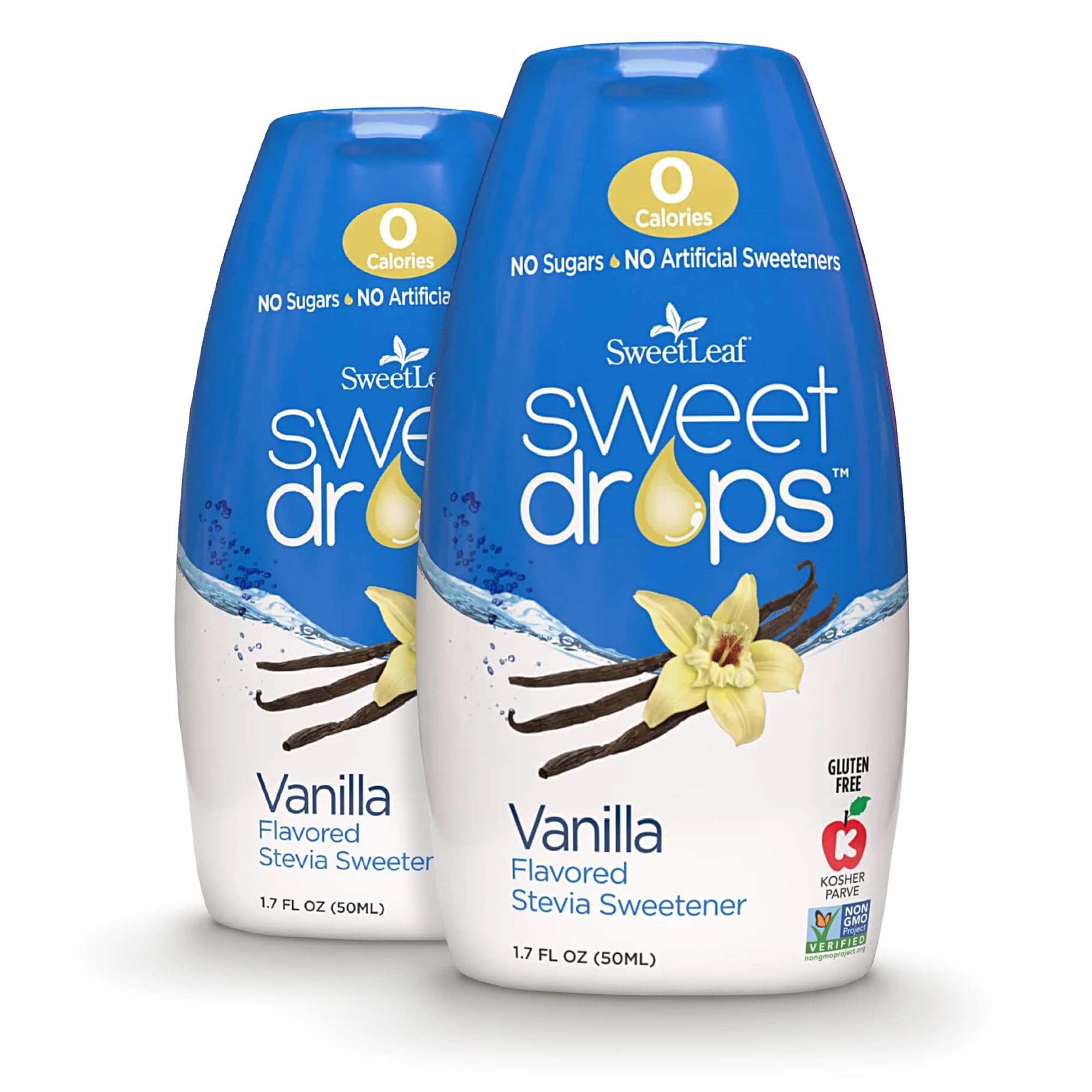 SweetLeaf Sweet Drops - Flavored Stevia Liquid Sweetener, Stevia Extract, Zero Calories, Gluten Free, Keto Friendly, Non GMO, Natural Flavor, Sugar Alternative - Vanilla, 1.7 Fl Oz (Pack of 2)