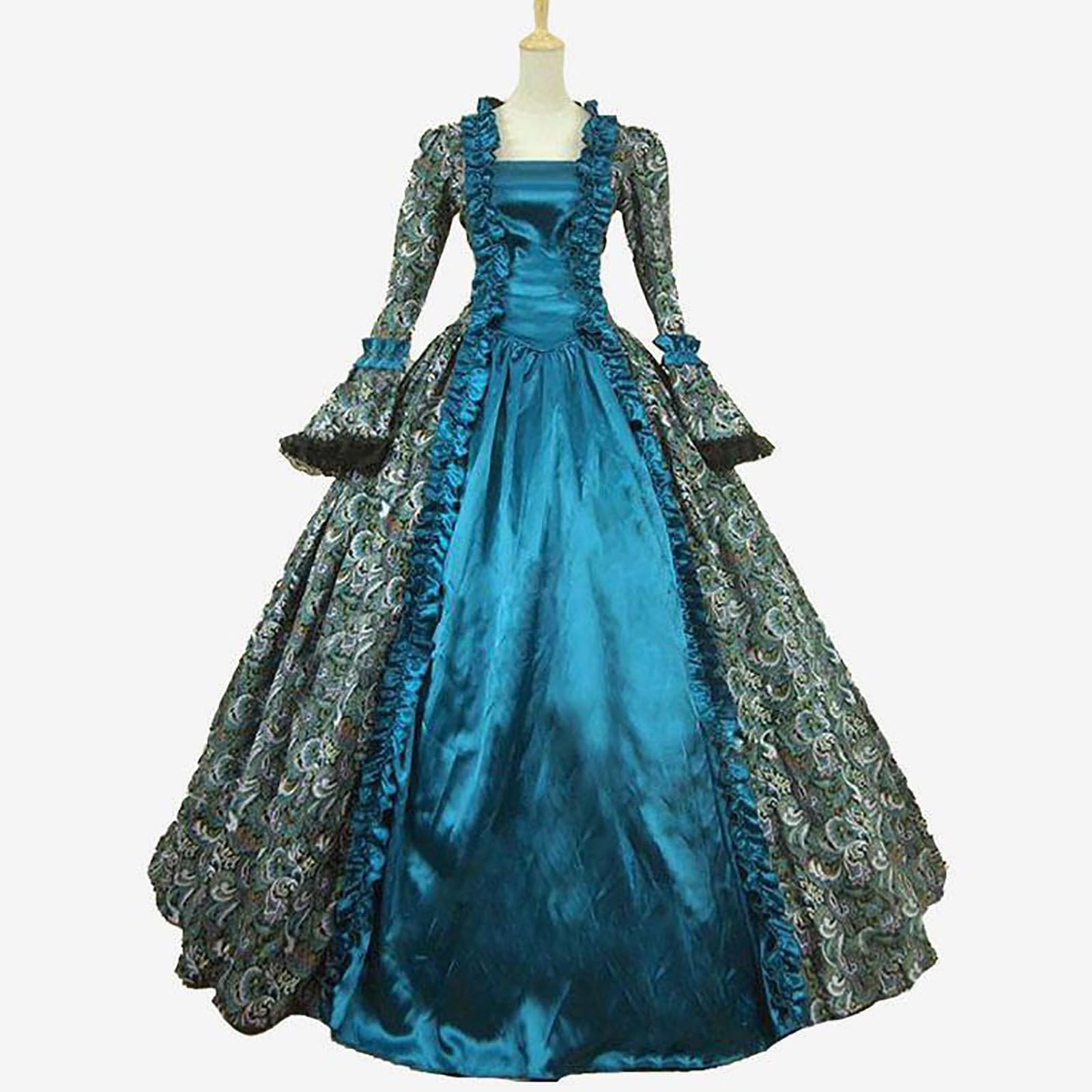 Generico Vestito Medievale Donna Abito Principessa Vestiti Lungo Gotico Satin Abiti Elegante Costumi di Carnevali Vestito Retro per Halloween Party Outfit
