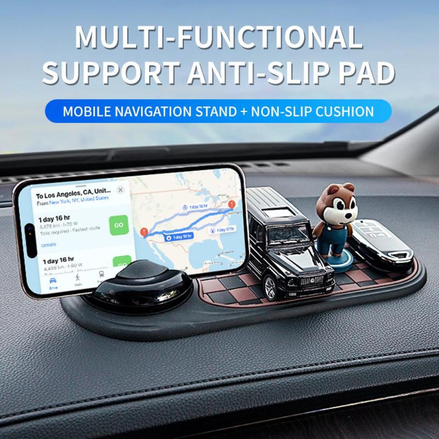 Car Mat Multifunction Car Anti-Slip Mat Auto Phone Holder, Car