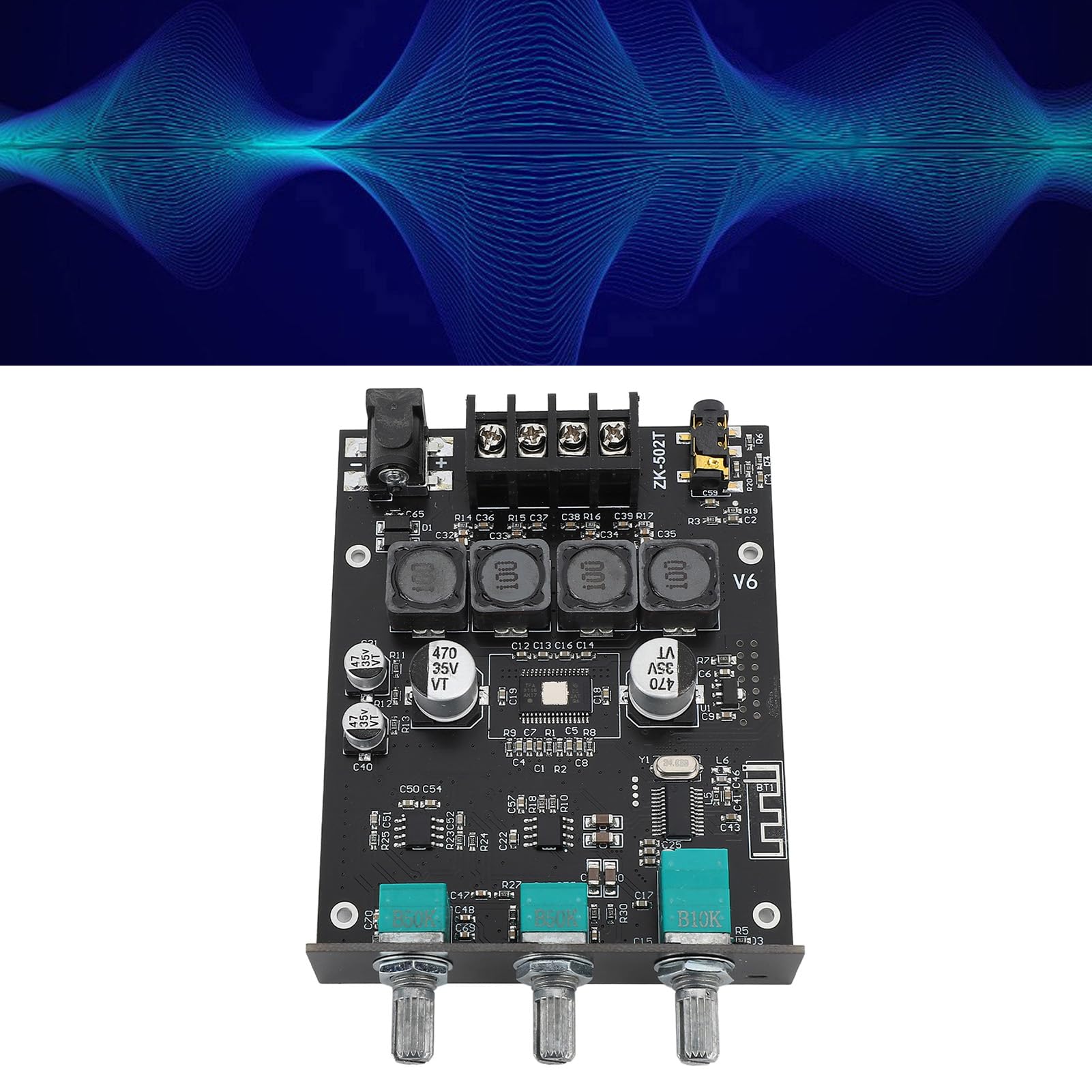 Carte D'amplificateur Bluetooth, Tpa3116d2 Récepteur Bluetooth Son Stéréo Module D'ampli Numérique Carte D'amplificateur Audio Bluetooth pour Home Cinéma DIY ZK-502T