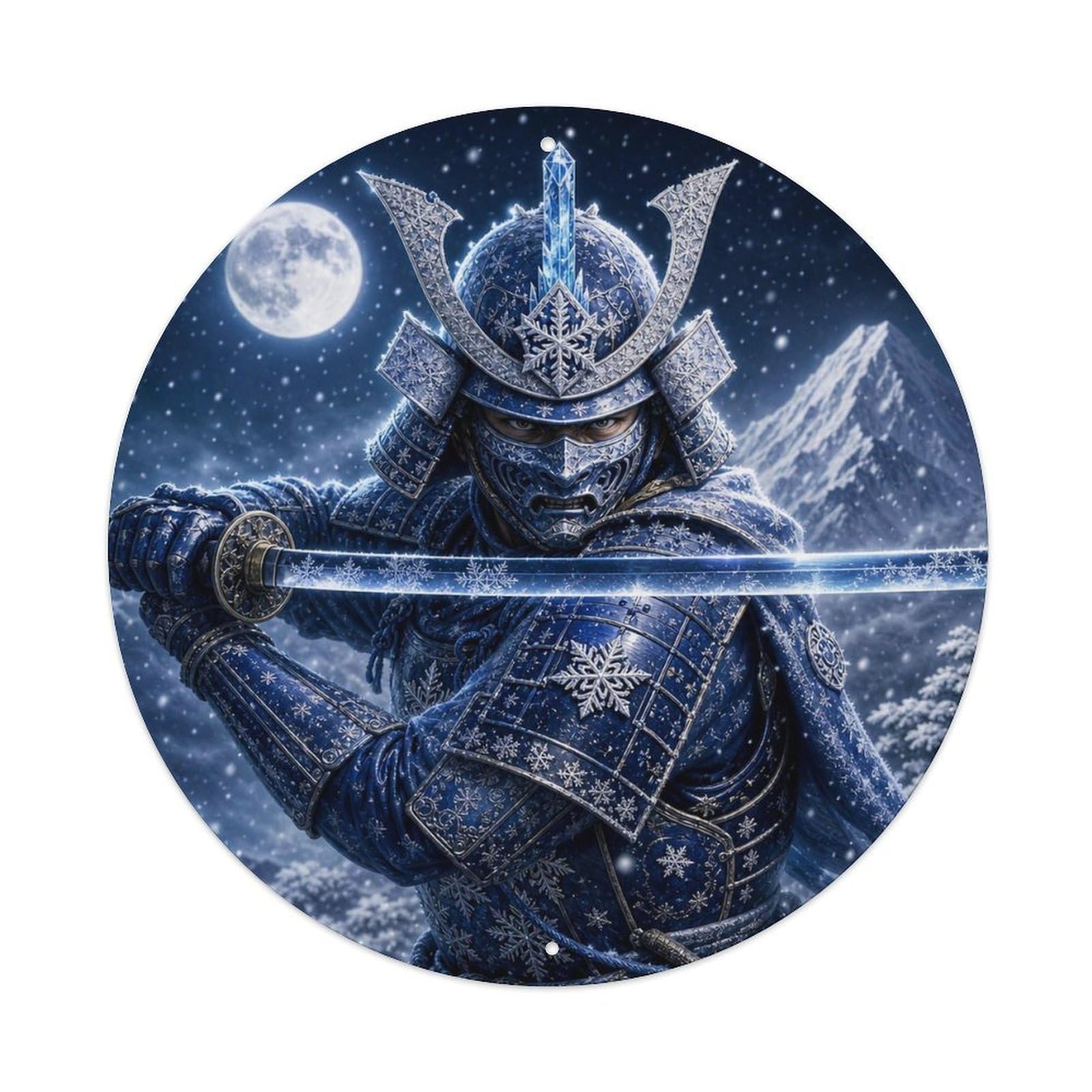 Okngb Style Night Sapphire Ice Horizontal Slash Ready Blade Token Metal Tin Sign Plaque Wall Decor For Cafe, Man Cave, Club Bar, Office, Home Garden Round Metal Poster 8X8inch