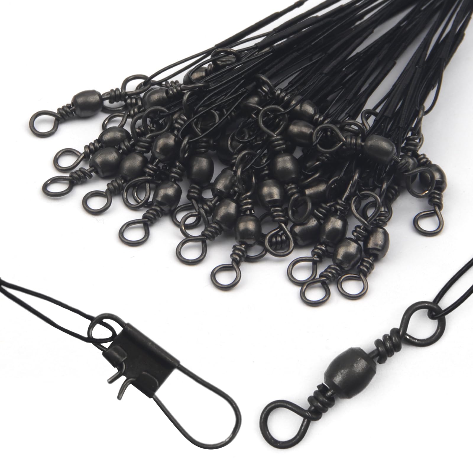 PretwadFishing Leaders 40PCS Fish Line Stainless Steel Wire with Swivels Snap Connect Fishing Gear and Equipment Tackle Kit for Lures Bait Rig Or Hooks, Fishing Gift